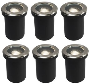 Conjunto de 6 focos de chão inteligentes para exterior ajustáveis com Wi-Fi GU10 - Delux