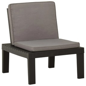 vidaXL Cadeira lounge de jardim com almofadão plástico cinzento
