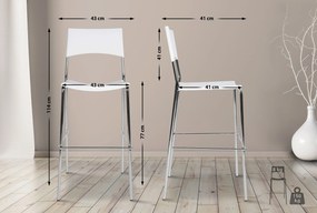 Banco de bar empilhável Genua 43 x 114 x 41 cm Branco
