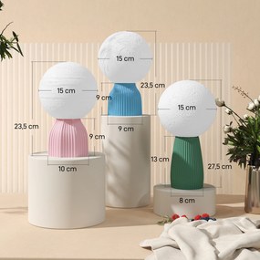 Conjunto de 3 Candeeiros de Mesa de Cabeceira 3D Candeeiros de Mesa com 3 Cores Brilho Ajustável em 10 Níveis Conexão USB Branco