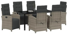 Conjunto de Jantar de Jardim com 7 Peças e Almofadas Cinza de Rattan P