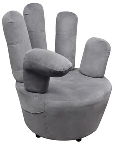 Cadeira em forma de mão veludo cinzento