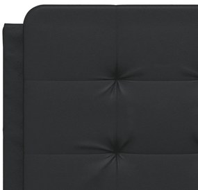 Cama com colchão 140x200 cm couro artificial preto