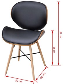 Cadeiras de jantar 6 pcs madeira curvada e couro artificial