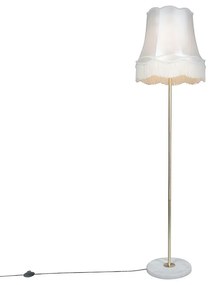 Candeeiro de pé retro em latão com abajur Granny creme 45 cm - Kaso Retro