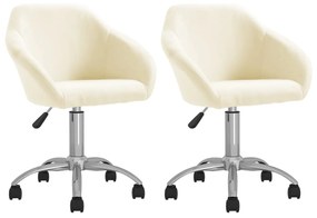 vidaXL Cadeiras de jantar giratórias 2 pcs tecido cor creme