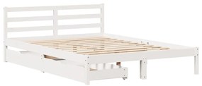 Cama sem colchão 140x190 cm madeira de pinho maciça branco