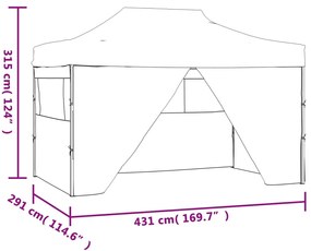 Tenda pop-up dobrável com 4 paredes laterais 3x4,5 m branco nata