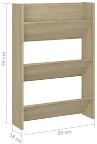 Sapateiras de parede 2 pcs 60x18x90 cm contrap. carvalho sonoma