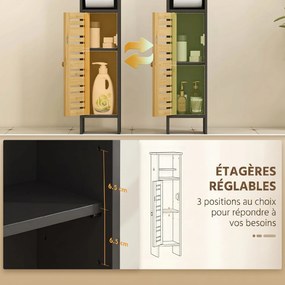 Móvel de casa de banho 21 L x 17 P x 78 A cm com suporte para papel higiénico, barra amovível, 3 níveis + saída para o papel, 78 cm de altura, bambu p