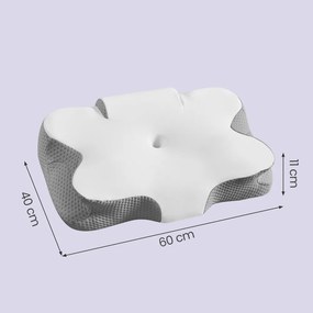 Almofada ergonómica 59 x 40 cm, refrescante para o pescoço Branco-cinza