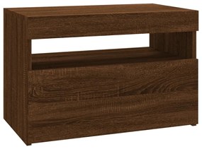 Móvel de TV com luzes LED 60x35x40 cm carvalho castanho