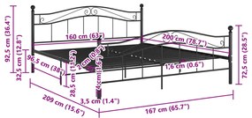 Estrutura de cama 160x200 cm metal preto