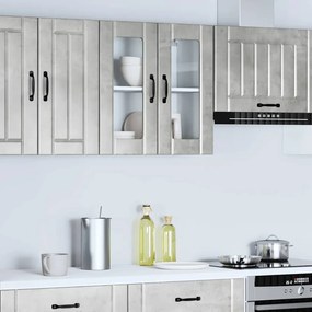 Armário de parede de cozinha porta vidro Lucca cinza cimento