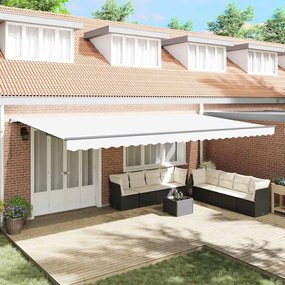 vidaXL Toldo Retrátil Manual Branco 600 × 350 cm Poliéster e Aço