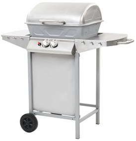Grelhador a gás com 2 zonas de cozinhar aço inoxidável prateado