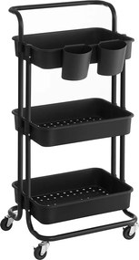 Carro multifuncional, cozinha, casa de banho, escritorio 3 níveis 41,6 x 33,5 x 86,3 cm preto
