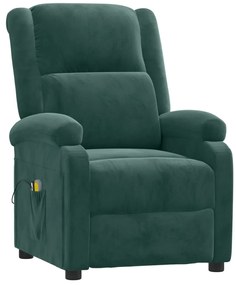 Poltrona de massagens elétrica veludo verde-escuro