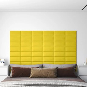 vidaXL Painel de parede 12 pcs 30x15 cm tecido 0,54 m² amarelo