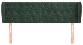 Cabeceira de cama c/ abas veludo 163x23x78/88cm verde-escuro