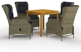 vidaXL 5 pcs conjunto de jantar para jardim castanho