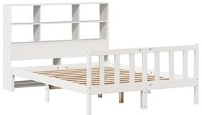 Cama com estante sem colchão 140x200 cm pinho maciço branco