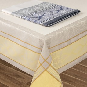 Toalhas de mesa anti nódoas 100% algodão - Argento da Fateba: Azul 1 Toalha de mesa 180x350 cm