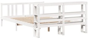 Estrutura de cama c/ cabeceira sem colchão 140x200 cm branco
