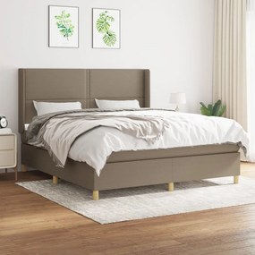 vidaXL Cama com molas/colchão 180x200 cm tecido castanho-acinzentado