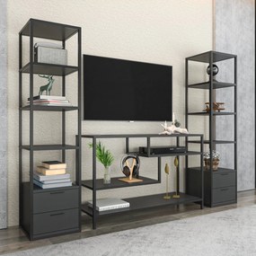 Móvel TV Robbins – Preto Antracite – 198 cm x 39 cm x 160 cm