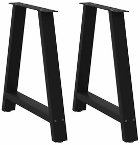Pés para mesa de jantar em formato A, 2 peças, preto, 70x(72-73) cm, a