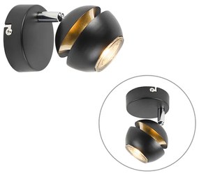 Projetores modernos 1-luz preto com interior dourado - Buell Deluxe Moderno