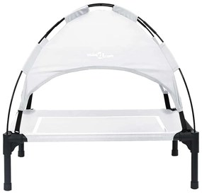 Cama Elevada para Cão com Teto Removível Cinza Prateado Aço