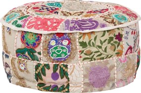 vidaXL Pufe de retalhos redondo algodão artesanal 40x20 cm bege