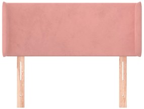 Cabeceira de cama c/ abas veludo 83x16x78/88 cm rosa