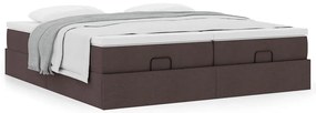 Estrutura de cama otomana com colchões tecido castanho escuro