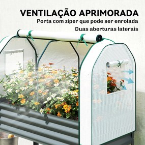 Mesa de Cultivo com Cobertura de Estufa e Prateleira Inferior 120x55x140 cm Cinzento Escuro
