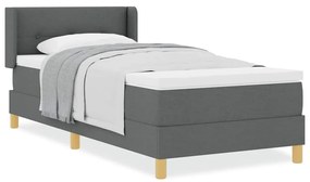 Cama Box Spring com Colchão – Cinza Escuro, 100x200 cm, Tecido