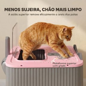 Caixa de Areia Fechada para Gatos M com Tampa, Saída Superior, Pá, Filtros Desodorizantes, Fácil de Limpar, Rosa