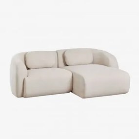 Sofá Modular Coquette De Chenille De 2 Peças Com Chaise Longue Tecido Chenille Beige Creme - Sklum