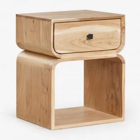 Pack De 2 Mesas De Cabeceira Retangulares 40x35 Cm Em Madeira Ferni Castanho Acácia Rústico - Sklum