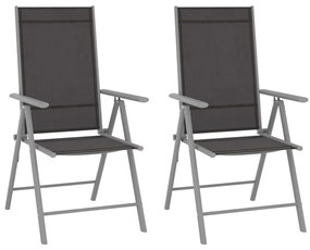 vidaXL Cadeiras de jardim dobráveis 2 pcs textilene preto