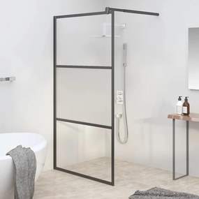 vidaXL Divisória de chuveiro 100x195 cm vidro semiopaco ESG preto
