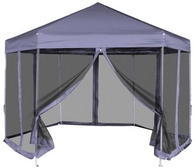 Tenda festas pop-up hexagonal 6 paredes 3,6x3,1m azul escuro