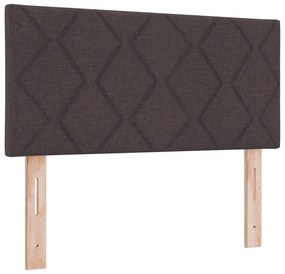 Cama Box Spring com Colchão &amp; LED Marrom Escuro 120x200 cm Tecido
