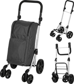 HOMCOM Trolley de compras, bolsa de 46 litros, carrinho dobrável com bolsa térmica, alça ajustável, estrutura de alumínio, cinza escuro | Aosom Portugal