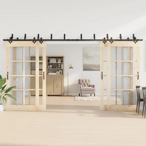 Kit de ferragens para porta deslizante 427 cm aço preto