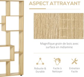 Estante Zig Zag, Design Contemporâneo, 70 x 24 x 178 cm, Painéis de aglomerado de madeira natural