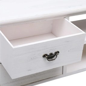 Móvel de TV 108x30x40 cm madeira paulownia maciça branco antigo