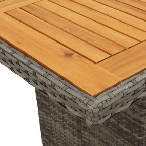 Mesa de jardim com tampo de madeira de acácia vime PE cinzento